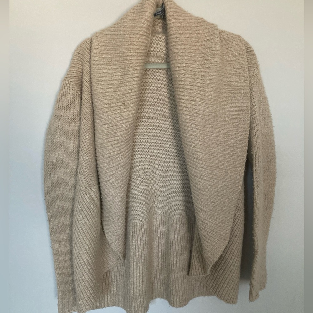 Vince Cardigan Sweater Womens Small Gray Wool Cashmere Silk Open Front Oversized